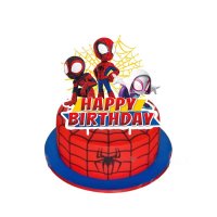 Set 46 Accesorii REDQUIT de Petrecere Spiderman ,  20 Baloane, 1 Banner Happy Birthday, 24 Cupcake Topper, 1 Topper Tort - 1