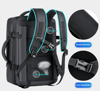 Rucsac Calatorie Extensibil, Laptop 17", pentru Avion, Impermeabil, port USB, pana la 40 L, Negru denim, OBRALIX® - 4