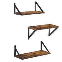 Set de 3 rafturi de perete VASAGLE, negru si maro, 40 x 15 x 12 cm - 2