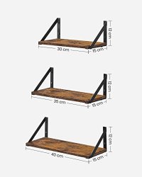Set de 3 rafturi de perete VASAGLE, negru si maro, 40 x 15 x 12 cm - 6