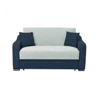 Canapea FRUNZA extensibila, 2 locuri, cu arcuri, lada depozitare, albastru + gri albastrui, 165x110x90 cm - 1