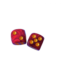 Set de 2 zaruri perlate rosii de 16 mm cu colturi rotunjite - 1