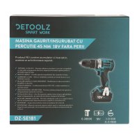 Detoolz DZ-SE181 - Masina de Gaurit si Insurubat cu Percutie, 45Nm, 18V, Fara Perii, Acumulator si Incarcator Inclus - 15