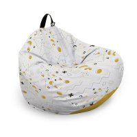 Husa fotoliu Puf Bean Bag tip Para L fara umplutura memphis alb cu galben - 6