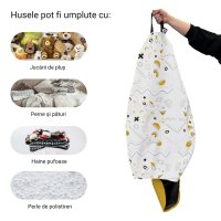 Husa fotoliu Puf Bean Bag tip Para L fara umplutura memphis alb cu galben - 1