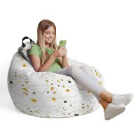 Husa fotoliu Puf Bean Bag tip Para L fara umplutura memphis alb cu galben - 4