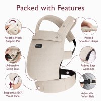 Marsupiu ergonomic si usor PureHug Cozy Khaki Momcozy - 6