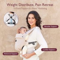Marsupiu ergonomic si usor PureHug Cozy Khaki Momcozy - 7