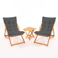 Set de mobilier pentru gradina MY005, 3 piese, gri si natural, dimensiuni 59x44x90 cm - 1