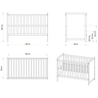 Patut copii din lemn Paula 120x60 alb - 1