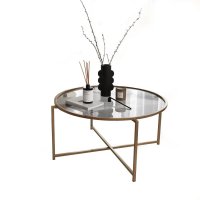Masuta de cafea GOLD SUN, auriu + fumuriu, 83x83x40 cm - 1