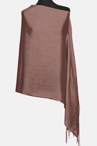 Esarfa dreptunghiulara roz inchis taupe, din material tip cashmere - 1