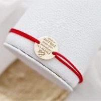 Bratara personalizata pentru matusa, model Imbratisari de Matusa, aur galben 14K, snur reglabil - 1