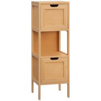 Comoda de baie din bambus kleankin cu 2 sertare si 1 raft - dim. 30L x 30l x 90H cm | Aosom Romania - 1