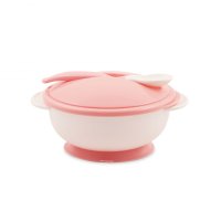 Set castron cu ventuza capac si lingurita Blush Pink - 3