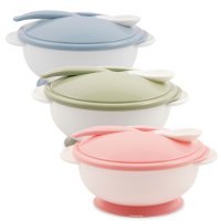 Set castron cu ventuza capac si lingurita Blush Pink - 2