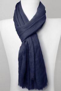 Esarfa dreptunghiulara din matase si vascoza, bleumarin - 1