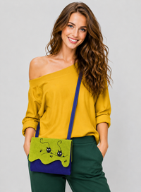 Geanta crossbody handmade din piele naturala, cu pisicute pictate - 1