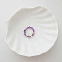 Inel Vitalitate SOLO - Pietre Ametist & Bilute Argint placat cu Aur Galben 18k - 1