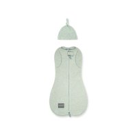 Sleepee Second Step, saculet swaddle din bumbac pentru infasat, cu caciulita, menta - 5