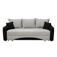 Canapea SUSIE extensibila, 3 locuri, cu arcuri si lada depozitare, negru + gri deschis, 222x105x80 cm - 1