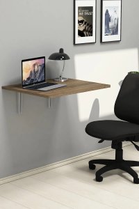 Masa PC Viena Homs, rabatabila si montabila pe perete, nuc, 50 x 60 x 1.8 cm - 1