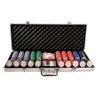 Set de poker Valentino cu 500 de chips-uri ceramice si servieta din aluminiu - 1