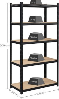 Raft Songmics, 5 rafturi, 50 x 100 x 200 cm, GLR050B01 - 2