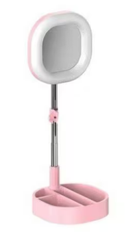 Lampa de Machiaj Pătrată cu Oglindă și Suport pentru Telefon - 1
