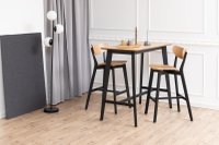 Masa de bar ACTONA Roxby, finisaj natural si negru mat, 120 x 60 x 105 cm - 1