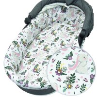 Set insertie textila Kerstin Bunny Pink pentru landoucosulet copii, cearsaf elastic 80x38 cm din bumbac 100% - 5