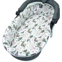 Set insertie textila Kerstin Bunny Pink pentru landoucosulet copii, cearsaf elastic 80x38 cm din bumbac 100% - 1