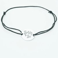 Bratara Bride to Be din argint 925, cu snur negru reglabil - 1