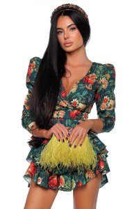 Rochie Ruffle PRINT din Saten - 1