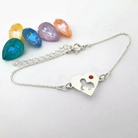 Bratara inima cu bebelus decupat - Argint 925 - Cristal Swarovski - cu lantisor - 1