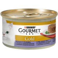 PURINA Gourmet Gold Savoury Cake, Miel cu Fasole verde, conservă hrană umedă pisici, (bucăți de carne), 85g - 2