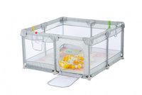 Tarc de joaca Nichiduta 120x120 cm Polar Grey, cu cadru metalic, pereti din plasa, inaltime 65 cm, acces cu fermoar, covoras spuma cu doua fete, 4 inele ajutatoare, cu geanta de transport si 100 de bilute multicolore incluse - 8