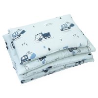 Set lenjerie cu 2 piese pentru patut cosleepercarucior Kerstin Tractors 70x80 cm,realizata din bumbac 100 certificat OEKO TEX,inchidere cu fermoar - 1