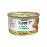 PURINA Gourmet Nature's Creations, Pui cu Spanac și Roșii, conservă hrană umedă pisici, 85g - 2