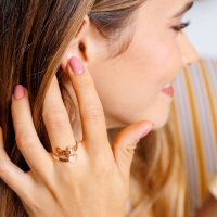Inel personalizat cu nume decupat si simbol inima - Argint 925 placat cu Aur Roz 18K - 1