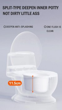 Olita muzicala copii Little Mom Green, model educativ, design realist tip minitoaleta, adaptor moale din spuma PU, capac rabatabil, vas colector detasabil, suport pentru hartie igienica, dimensiune 39 x 27 x 32 cm - 4
