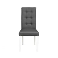 Scaun living TEO LUX, picioare lemn alb, piele ecologica gri, 46x60x98 cm - 1