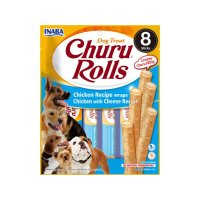INABA Churu Rolls, XS-XL, Pui și Brânză, plic recompense fără cereale câini, 96g - 2