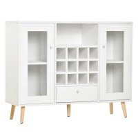 Dulap de Bucatarie HOMCOM cu Suport pentru Sticle, Alb, 100x33x80 cm - 1