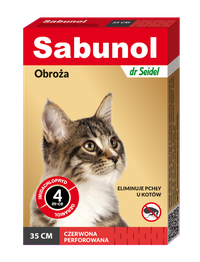 Sabunol Cat, Zgarda Antiparazitara Pisici, Culoare Rosu (35cm) - 1