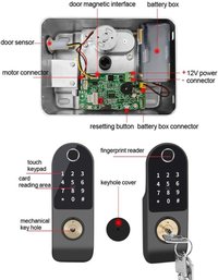 Incuietoare inteligenta Smart, waterproof, deblocare cu amprenta, parola, card APP bluetooth, cheie, pentru usa exterior - 6