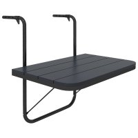 Outsunny masa pliabila pentru balcon, reglabila pe inaltime, cu prindere pe balustrada, cadru din aluminiu si blat din plastic cu efect de lemn, neagra - 1