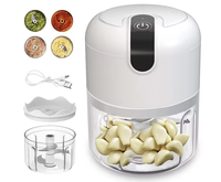 Mini tocator electric de bucatarie incarcare USB 250ml cu 3 lame Alb - 1