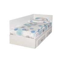 Pat Colt Alma Drept 90x200 cm, cu 2 sertare laterale pe role, colt interschimbabil, alb - 1