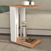 Măsuță de cafea mobilă cu roți, 90 x 42 cm, design modern industrial, PAL melaminat bicolor Pin și Antracit - 1